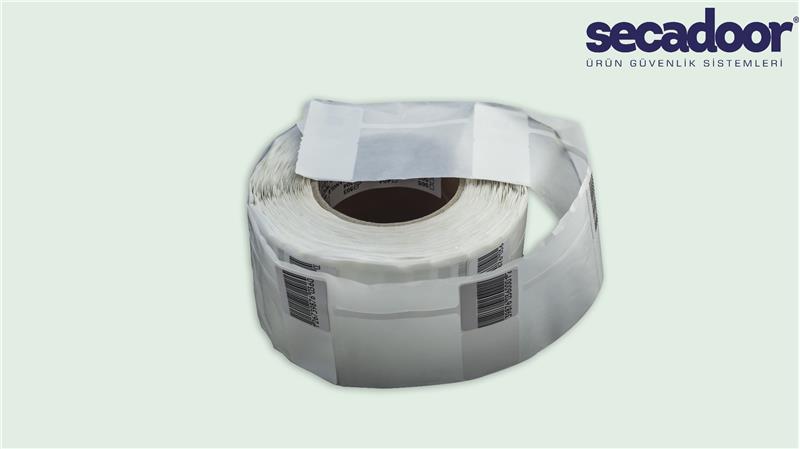 Radyo Frekans Kuyruklu Barkodlu Kağıt Alarm Etiketi 50x50 mm